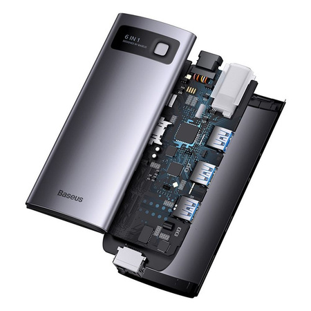 Hub 6w1 Baseus StarJoy Series, USB-C do HDMI + 3 x USB 3.0 + USB-C PD + RJ45 