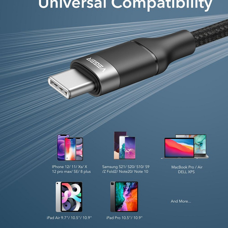 VEGER kabel Typ C do Typ C PD  100W 5A CC02 1,5m czarny