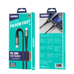 JELLICO cable B10 USB-C - Lightning PD 20W 1M Black