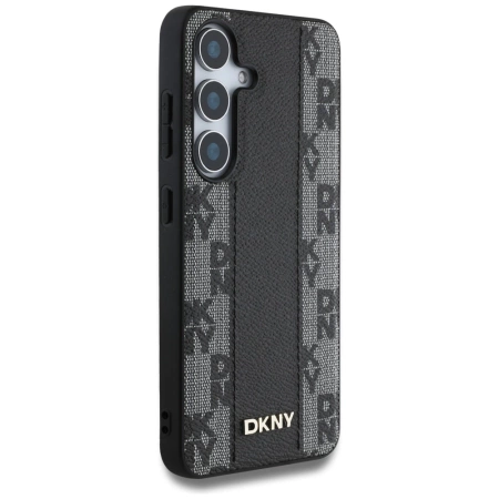 DKNY Leather Checkered Pattern MagSafe-Hülle für Samsung Galaxy S25 schwarz