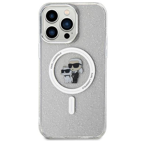 Karl Lagerfeld Karl&amp;Choupette Glitter MagSafe Hülle für iPhone 15 Pro Max – transparent