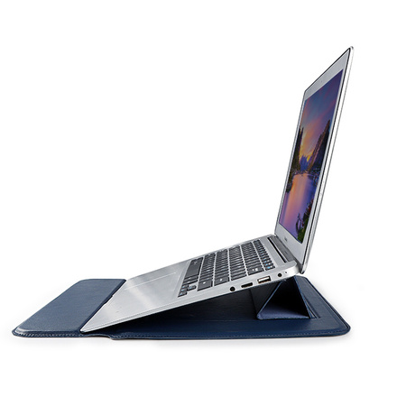 Devia etui pokrowiec do laptopa / MacBooka Ultra-Thin z funkcją podstawki 13,3'' wodoodporna sztuczna skóra niebieski