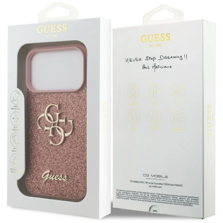 Guess Fixed Glitter Big 4G Case für iPhone 17 Pro - Rosa