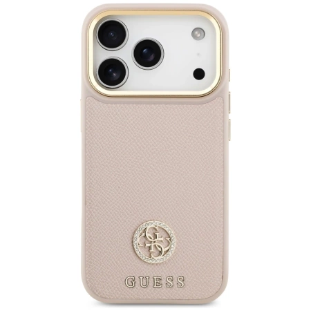 Guess Grained Strass Logo MagSafe Hülle für iPhone 17 Pro - Pink
