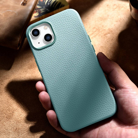 iCarer Case Leather genuine leather case for iPhone 14 Plus grün (WMI14220711-GN) (MagSafe compatible)