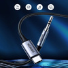 Ugreen kabel audio stereo AUX 3,5 mm mini jack - USB Typ C do telefonu tabletu 1m czarny (CM450 20192)