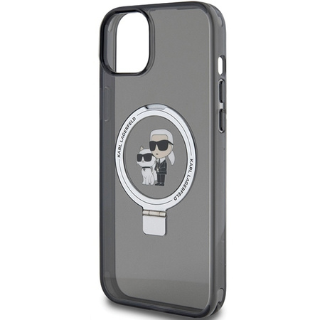 Karl Lagerfeld KLHMP15SHMRSKCK iPhone 15 6.1&quot; black/black hardcase Ring Stand Karl&amp;Choupette MagSafe