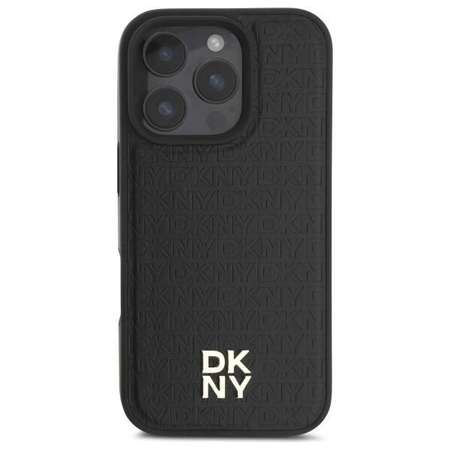 Original Case IPHONE 16 PRO MAX DKNY Repeat Pattern Stack Logo (DKHMP16XPSHRPSK) black