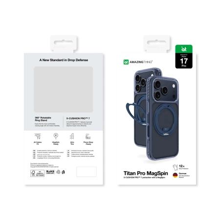 Etui AMAZINGTHING Titan Pro MagSpin na iPhone 17 Pro kompatybilne z MagSafe - niebieskie