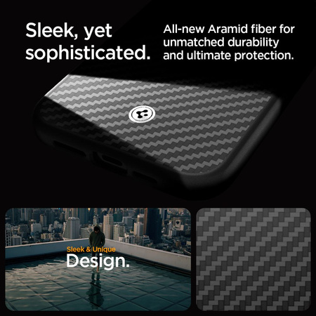 Spigen Enzo Aramid Mag Case mit MagSafe für iPhone 15 Pro Max – Mattschwarz