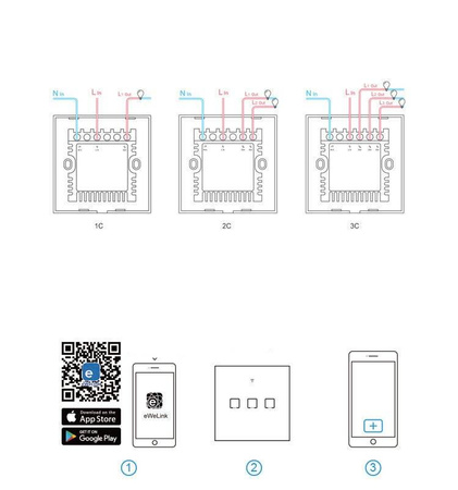 Sonoff T0EU2C-TX two-channel touch Wi-Fi wireless wall smart switches weiß (IM190314010)