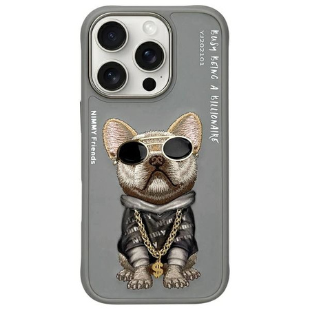 Nimmy etui iPhone 16 Pro 6.3" szary/gray  Glasses Cool Dog
