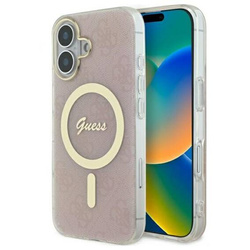 Original Handyhülle IPHONE 16 PLUS Guess Hardcase IML 4G MagSafe (GUHMP16MH4STP) rosa