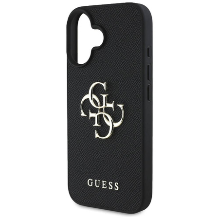 Schutzhülle IPHONE 16 Guess Grained Big 4G Logo Small Classic Logo schwarz