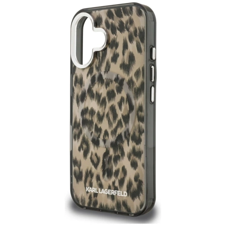 Karl Lagerfeld IML Leopard Pattern MagSafe Case for iPhone 16 - Brown