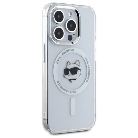 Etui Karl Lagerfeld IML Metal Choupette Head MagSafe na iPhone 15 Pro - białe
