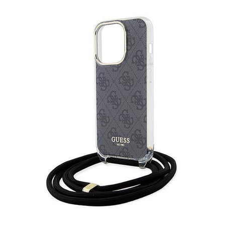 Guess nakładka do iPhone 15 Pro 6,1&quot; GUHCP15LHC4SEK HC CROSSBODY CORD 4G PRINT czarna