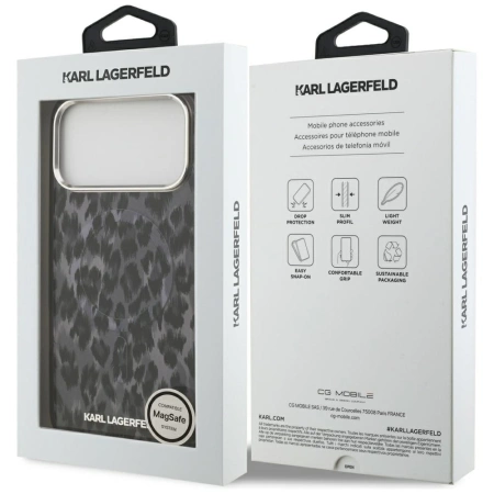 Karl Lagerfeld IML Leopard Pattern MagSafe Case für iPhone 17 Pro Max - Schwarz
