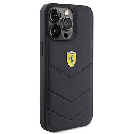 Ferrari Quilted Metal Logo case for iPhone 15 Pro Max - black