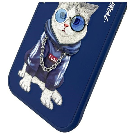 Nimmy etui iPhone 15 6.1" niebieski/blue  Glasses Cool Cat