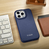iCarer CE Premium Leather Folio Case skórzane etui iPhone 14 Pro Max z klapką magnetyczne MagSafe niebieski (WMI14220716-BU)