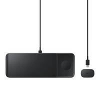 Samsung ładowarka bezprzewodowa stacja ładująca Trio do telefonów / Galaxy Watch / słuchawek TWS czarny + ładowarka sieciowa 25W + kabel USB Typ C (EP-P6300TBEGEU)