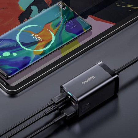 Baseus Quick Charger GaN3 Pro, 2x USB-C, 2x USB, 65W (black)