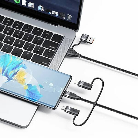 USAMS Kabel U85 2xUSB-C/USB-A 2m 100W PD Fast Charge czarny/black SJ655USB01 (US-SJ655)
