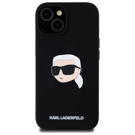 KARL LAGERFELD futerał do IPHONE 15 kompatybilny z MagSafe KLHMP15SSKHPPLK (SIL KL Head Print) black