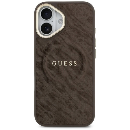 GUESS futerał do IPHONE 17 kompatybilny z MagSafe GUHMP17SPSAMSECW (PU W/ Peony Hot Stamp) brązowy