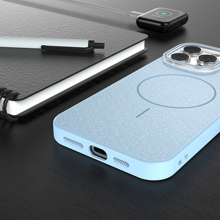 Nakładka Glitter Thin Mag do iPhone 17 6,3" niebieska