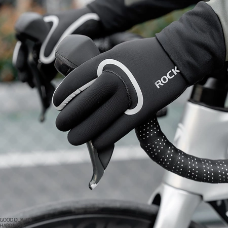 Rockbros komplett wasserdichte Fahrradhandschuhe, Größe: S/M - Schwarz