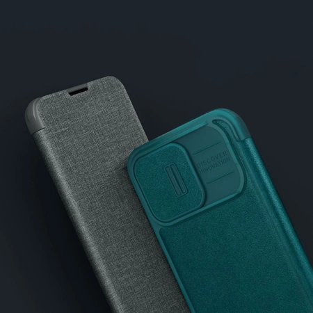 Nillkin Qin Cloth Pro Case Schutzhülle für iPhone 14 Pro Max, Kamera-Abdeckung, Holster-Abdeckung, Klapphülle, Blau