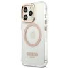 Oryginalne Etui IPHONE 13 PRO MAX Guess Hard Case Metal Outline Magsafe złote