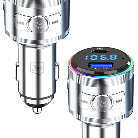 Accessories - 3mk Hyper Car Power Transmitter 48W QC PD PPS USB 1C1A Silver