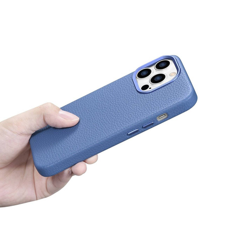 iCarer Case Leather genuine leather case for iPhone 14 Pro hellblau (WMI14220710-LB) (MagSafe compatible)