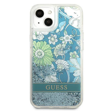 Guess GUHCP13MLFLSN iPhone 13 6.1 "grün / grünes Hardcase Flower Liquid Glitter