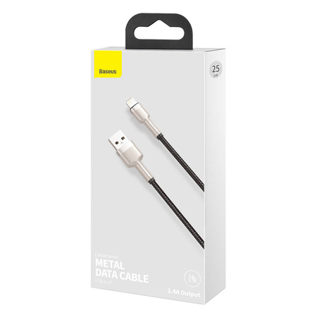 Baseus Cafule Series Metal Data Cable USB to IP 2.4A 0.25m Black