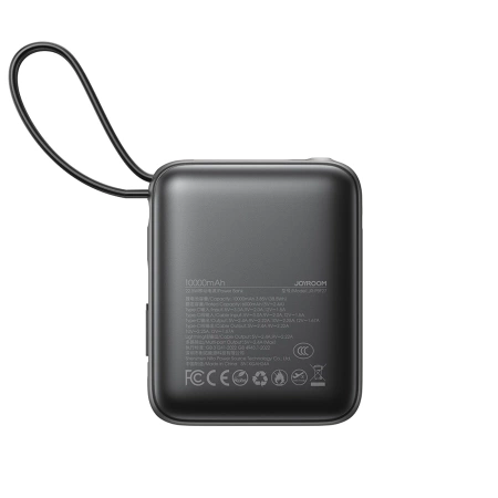 Joyroom JR-PBF27 10000 mAh 22,5 W Powerbank mit integrierten USB-C- und Lightning Kabeln - Schwarz