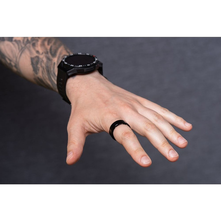 Smart Ring R11M- inteligentny pierścień ze stali ze stacją ładującą rozmiar 12 (21,4mm) czarny