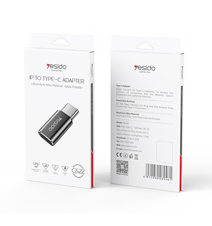 Yesido Adapter OTG GS22 Type-C-Lightning BLACK / CZARNY