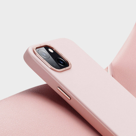 Dux Ducis Grit Ledertasche für iPhone 14 Plus Elegante Kunstlederhülle (MagSafe-kompatibel) Rosa