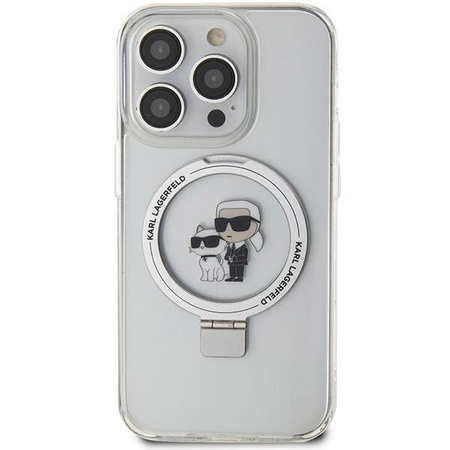 Karl Lagerfeld KLHMP14LHMRSKCH iPhone 14 Pro 6,1&quot; weiß/weiß Hardcase Ringständer Karl&amp;Choupette MagSafe