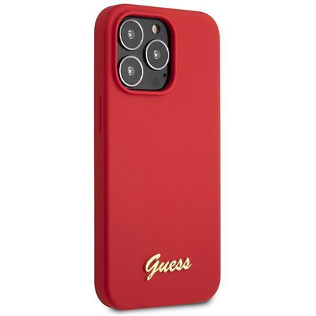 Guess GUHCP13XLSLMGRE iPhone 13 Pro Max 6,7" rot/burgund Hartschale Silikon Vintage Gold Logo