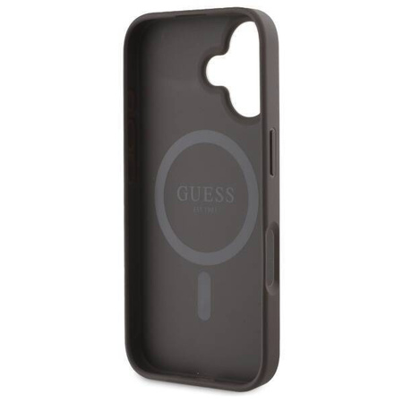 GUESS futerał do IPHONE 16 kompatybilny z MagSafe GUHMP16SP4PWPW (PU Peony on 4G Background) brązowy