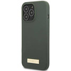 Original Case IPHONE 13 PRO Guess Hard Case Silicone Logo Plate MagSafe (GUHMP13LSPLA) green