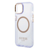 Guess Gold Outline Translucent MagSafe - Etui iPhone 14 (fioletowy)