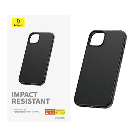 Schutzhülle APPLE IPHONE 15 PLUS Baseus Fauxther Series schwarz