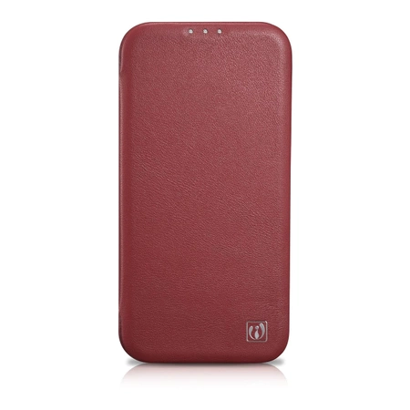 iCarer CE Premium Leather Folio Case skórzane etui iPhone 14 Pro z klapką magnetyczne MagSafe czerwony (WMI14220714-RD)