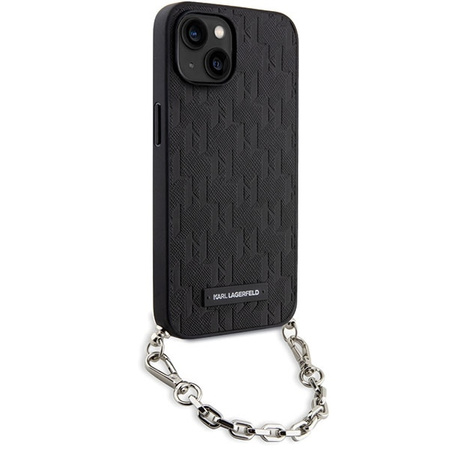 Karl Lagerfeld KLHCP14SSACKLHPK iPhone 14 6,1&quot; schwarz/schwarzes Hardcase mit Saffiano-Monogrammkette